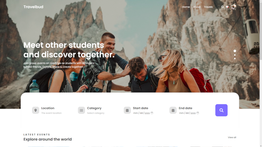 first travelbud home iteration