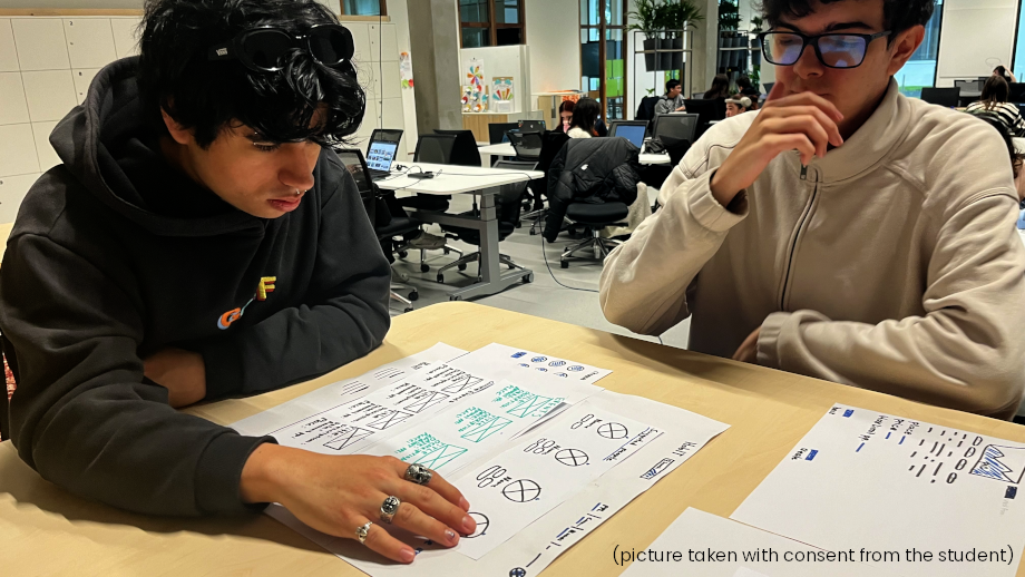 Testing paper prototype with semester 2 students