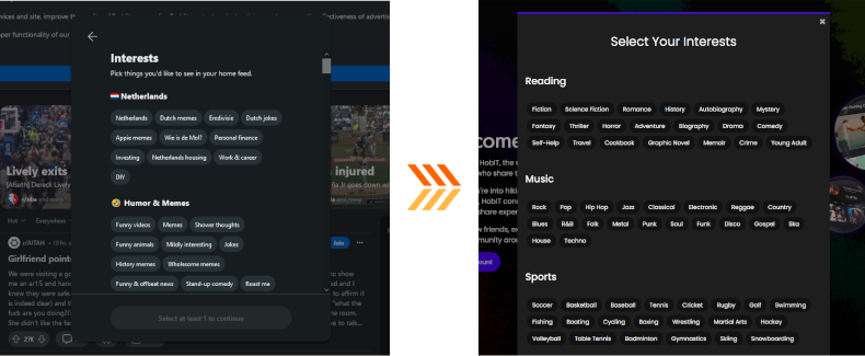 Reddit interest tags